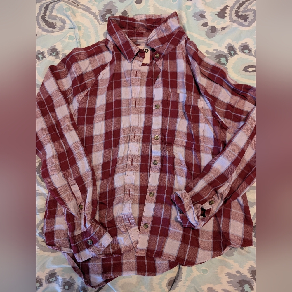 SO Burgundy and White Plaid Button-Down